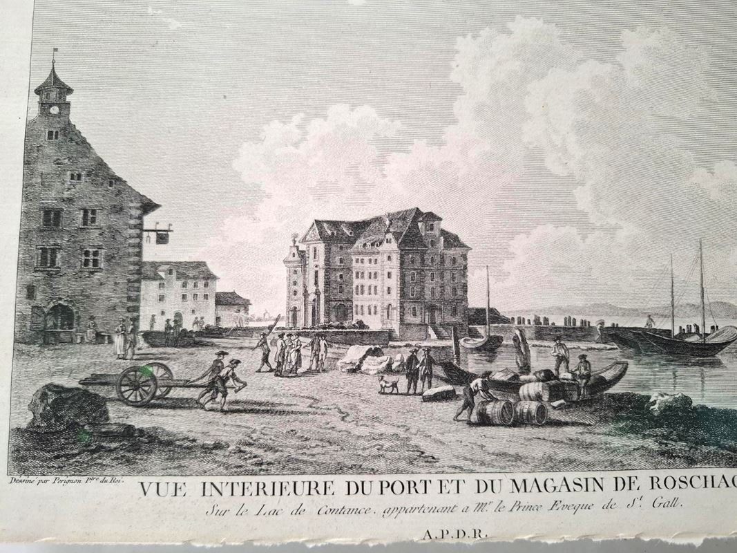 Dipinti: Rorschach Hafen Kornhaus Radierung 1780 Pérignon – Usato da Wil SG venduto da Restwert_Wil 1