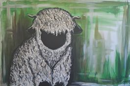 Acrylbild Schwarznasenschaf 60x90 cm handgemalt -  Unikat