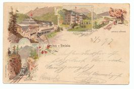 LITHO 1897 ! BRÜNIG, Bahnhof mit Bahn