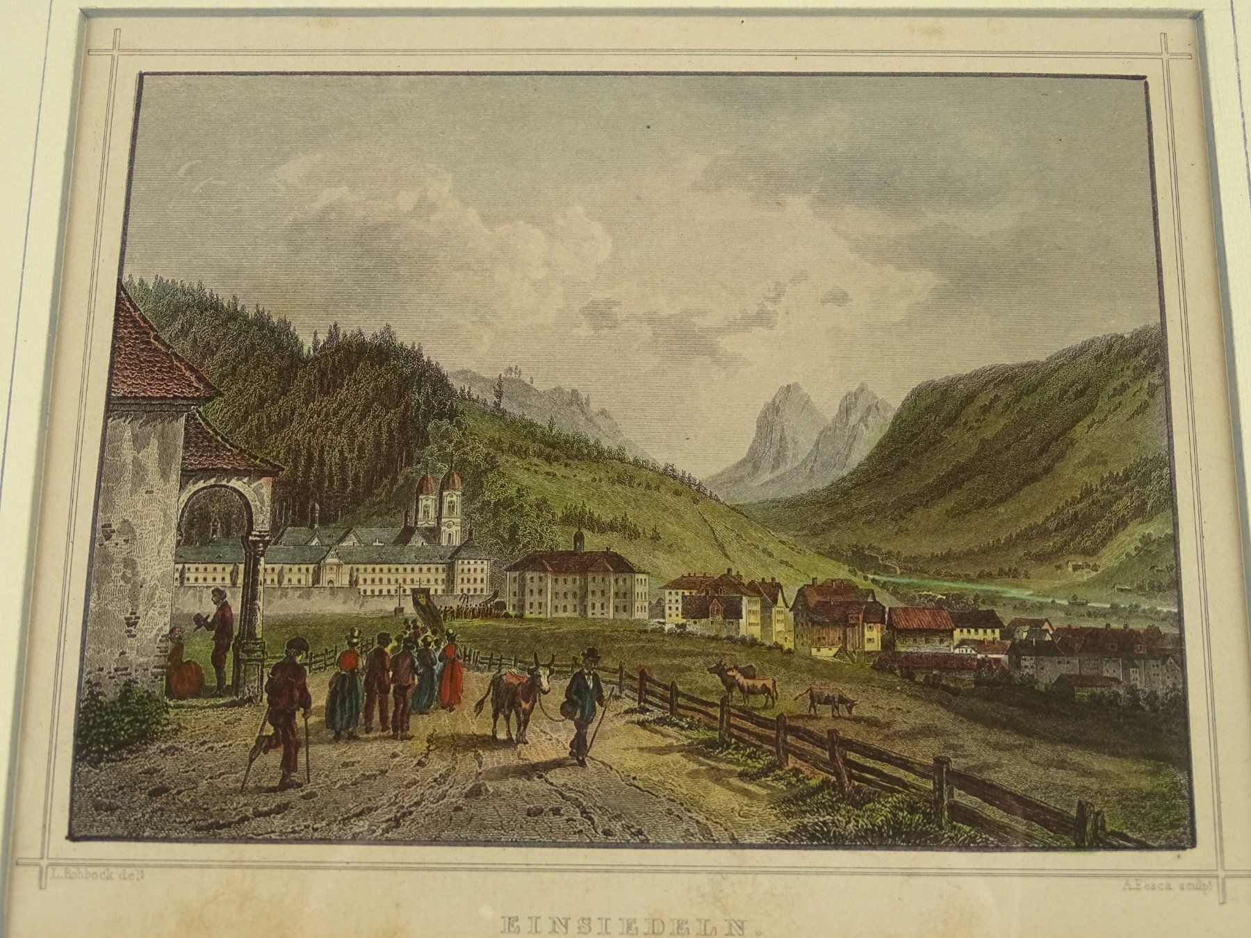 Incisioni: EINSIEDELN, STAHLSTICH UM 1865 – Usato da Grüningen venduto da Kartensammler 2