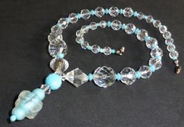 Prächtige Art Deco Y- Halskette aus Kristall und Glas!