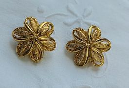 Goldene Blumen-Ohrclips, , gepflegt, top Zustand