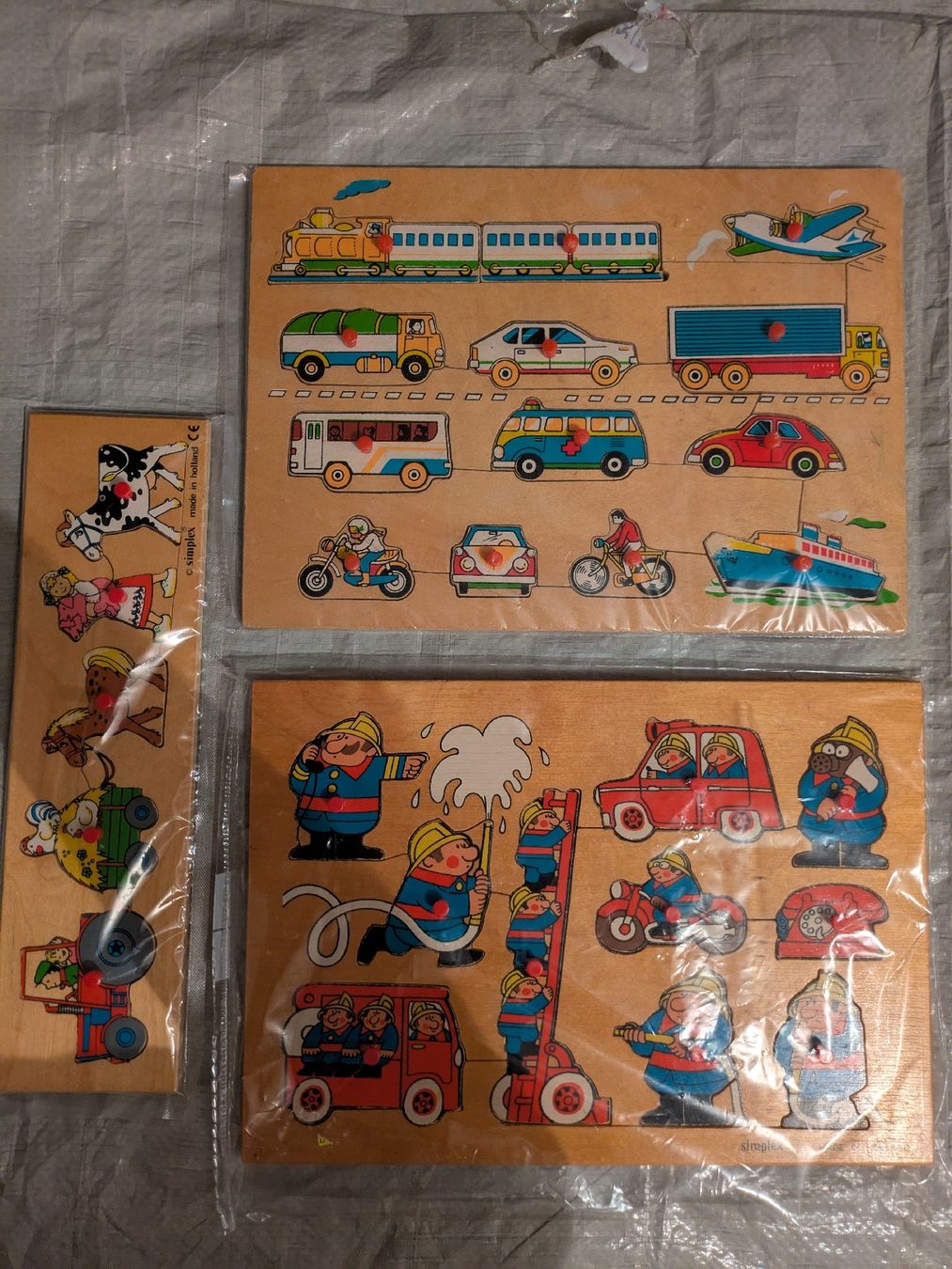 Puzzle: Lot de 3 puzzles en bois pour enfants - Simplex – Usato da Echallens venduto da VintageMann