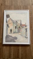 Original Aquarell, Häuserarchitektur, Kunst für Ihr Zuhause