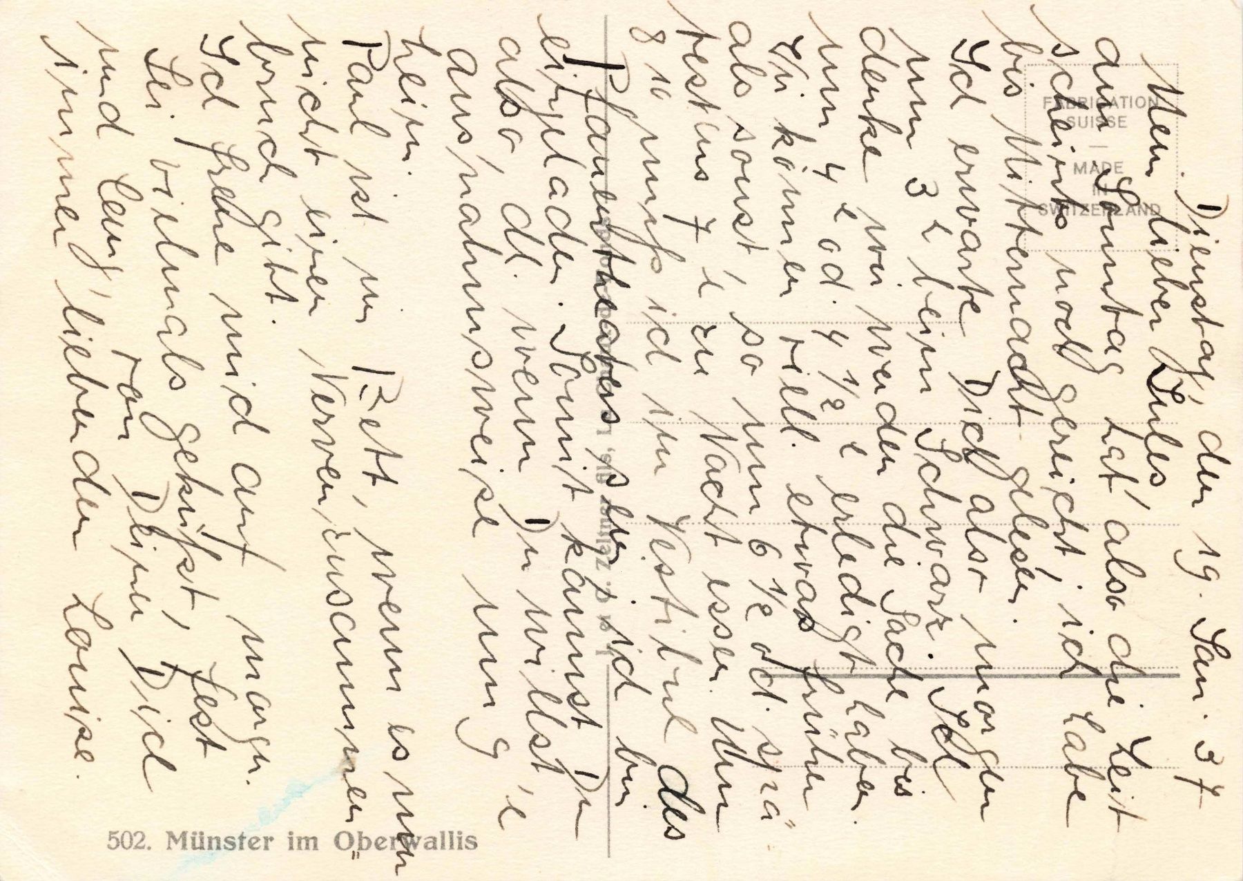 Cartoline postali: Münster im Oberwallis G – Usato da Biasca venduto da Blenio71 1