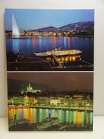 Vintage Postkarte Genf, Jet d'Eau, Kathedrale, Schiffe...