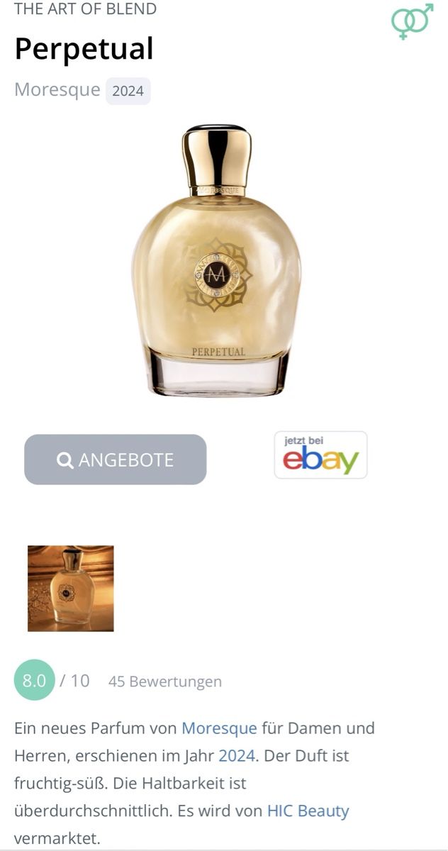 Profumi & Eau de Toilette: PERPETUAL VON MORESQUE – Usato da Kölliken venduto da deleina 1