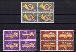 1949 Serie 100 Jahre Post in 4er-Blocks ʘ (Nr.291-293)