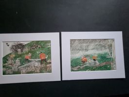 ALOIS CARIGIET 2 BILDER MIT NEUWERTIGEM PASSEPARTOUT