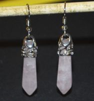 Ohrringe A-76 – Säule - Rosa Quarz– 1 Paar