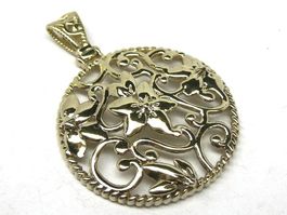 Vintage Anhänger Silber 925 + MP vergoldet Rosette Blume