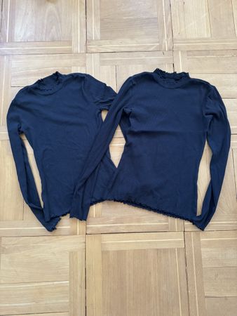 2x Even&Odd Langarmshirt gerippt, schwarz, Gr. S