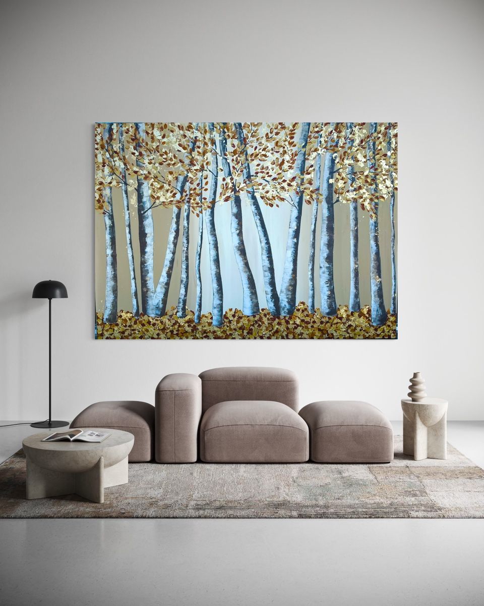 Dipinti: «Golden Forest » Extra Large Landscape – Nuovo e nell'imballaggio originale da Uznach venduto da Spillmannkunst43