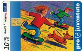 Taxcard Pro Juventute Kinder auf Rollbrett