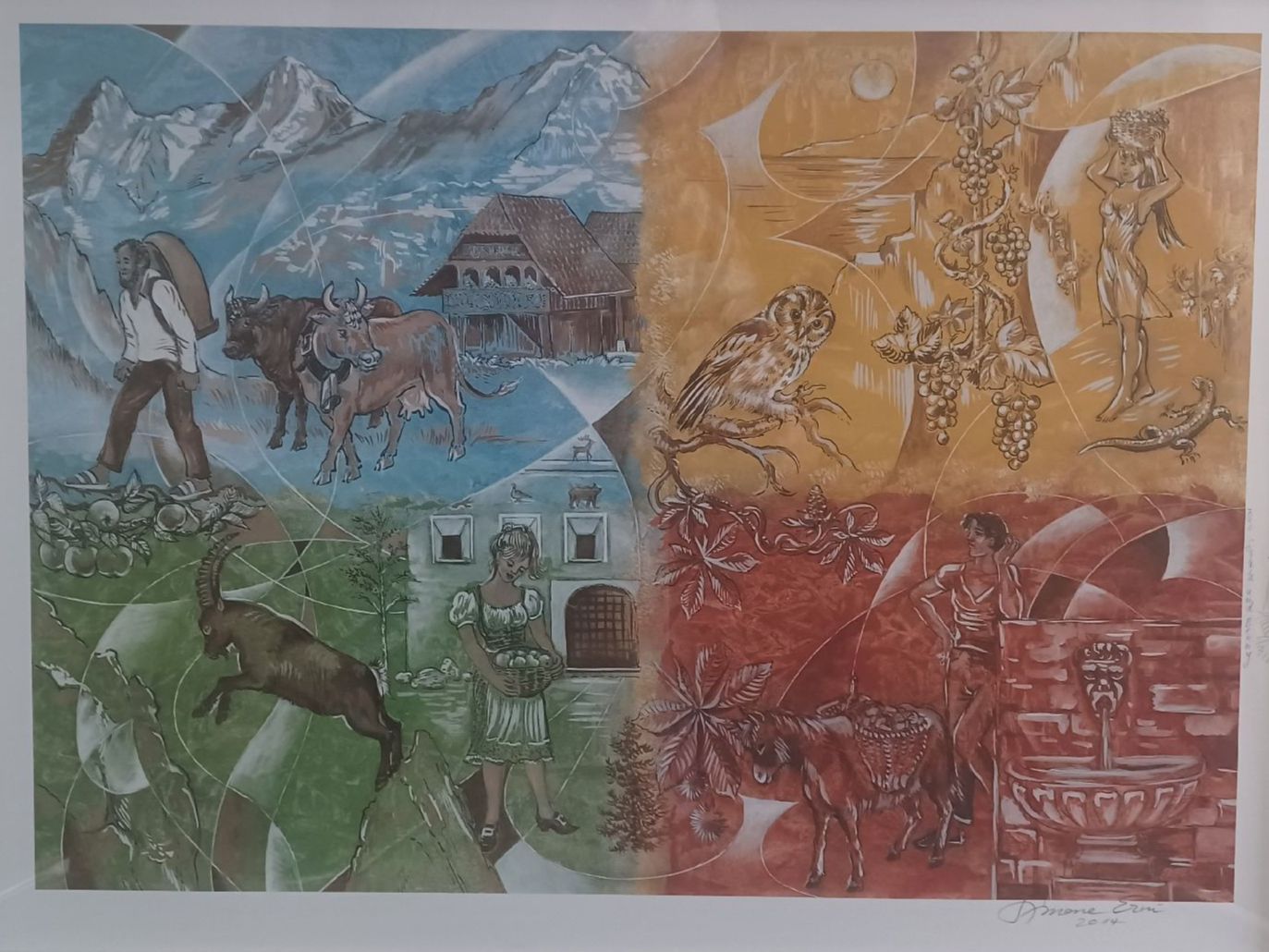 Grafica & Litografie: Farb-Lithographie "Die Schweiz" von Simone Erni – Nuovo e nell'imballaggio originale da Horw venduto da Benny24 4