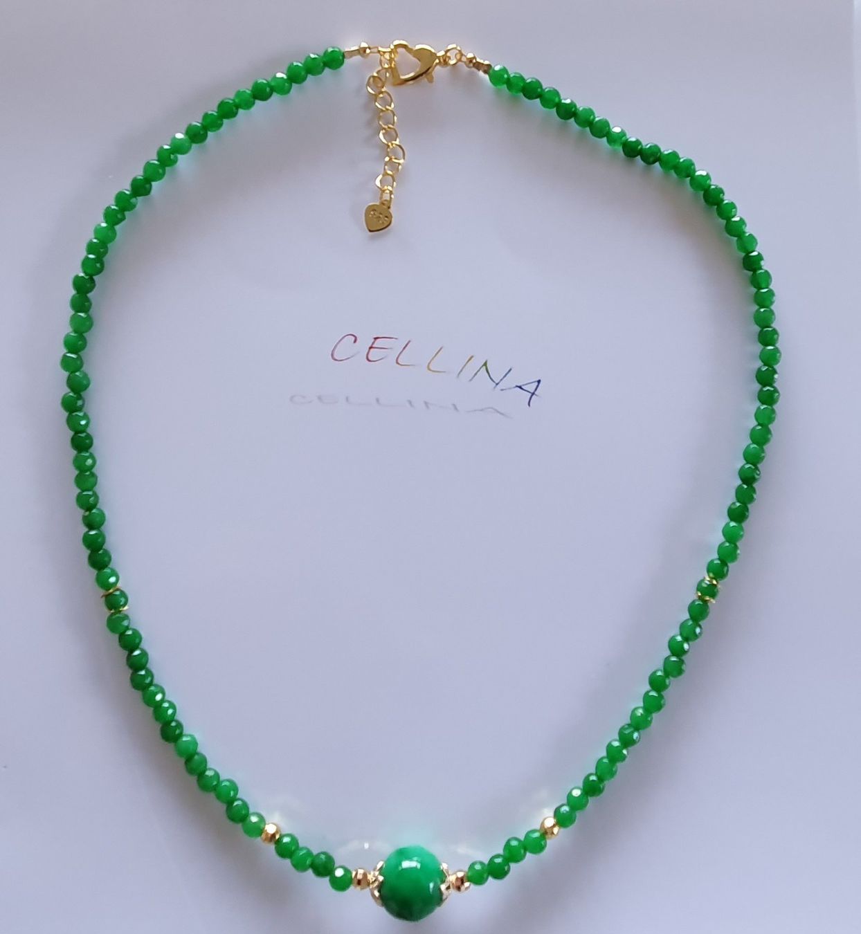 Catenine: Smaragdgrüne Jade Kette 2 – Nuovo e nell'imballaggio originale da Luzern venduto da Cellina1 1