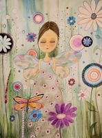 Original Aquarell ''die Blumenfee'' Bild Kinderzimmer