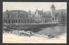 Zürich Bahnhof mit Brücke und Trams