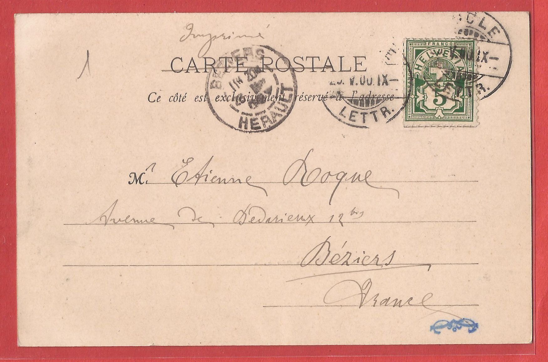 Cartoline postali: Le Locle - 1900 – Usato da Fislisbach venduto da Porano 1