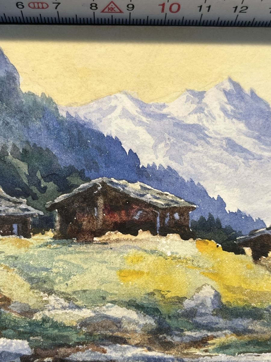 Gemälde: Gemälde von M. Gutersohn, Fafleralp, Farbstift – Gebraucht aus Affoltern am Albis von Silber79 5