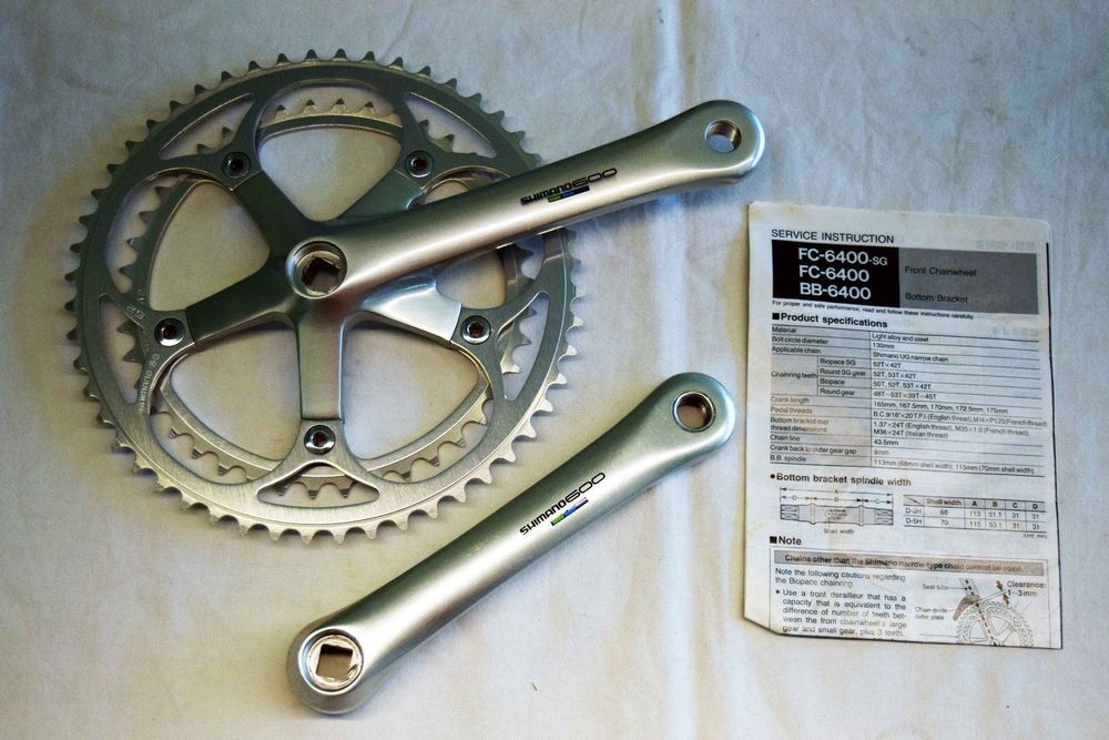 Pédalier Double Shimano FC-6400 600 Ultegra Tricolor - 52-42 Dents, Manivelles 170 Mm, Filetage 9/16x20, Occasion