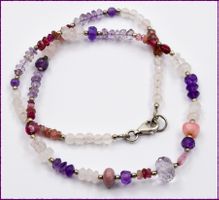 ♛ Amethyst / Edelsteine - Mix Kette ca. 41.5cm 925 Silber