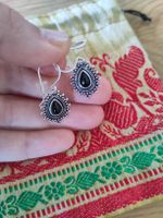 orientalische Ohrringe, schwarz & silber