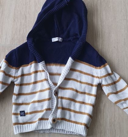 Gilet à capuche rayé taille 9mois - bon état!