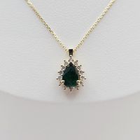 Gold Collier 750 18 kt 0.34 ct Smaragd Brillanten 0.11ct