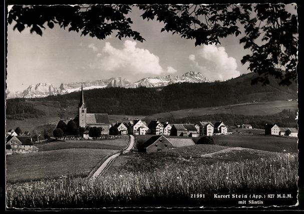 Cartoline postali: AK Stein /App., Durchblick zur Kirche – Usato da Berlin venduto da bartko-reher