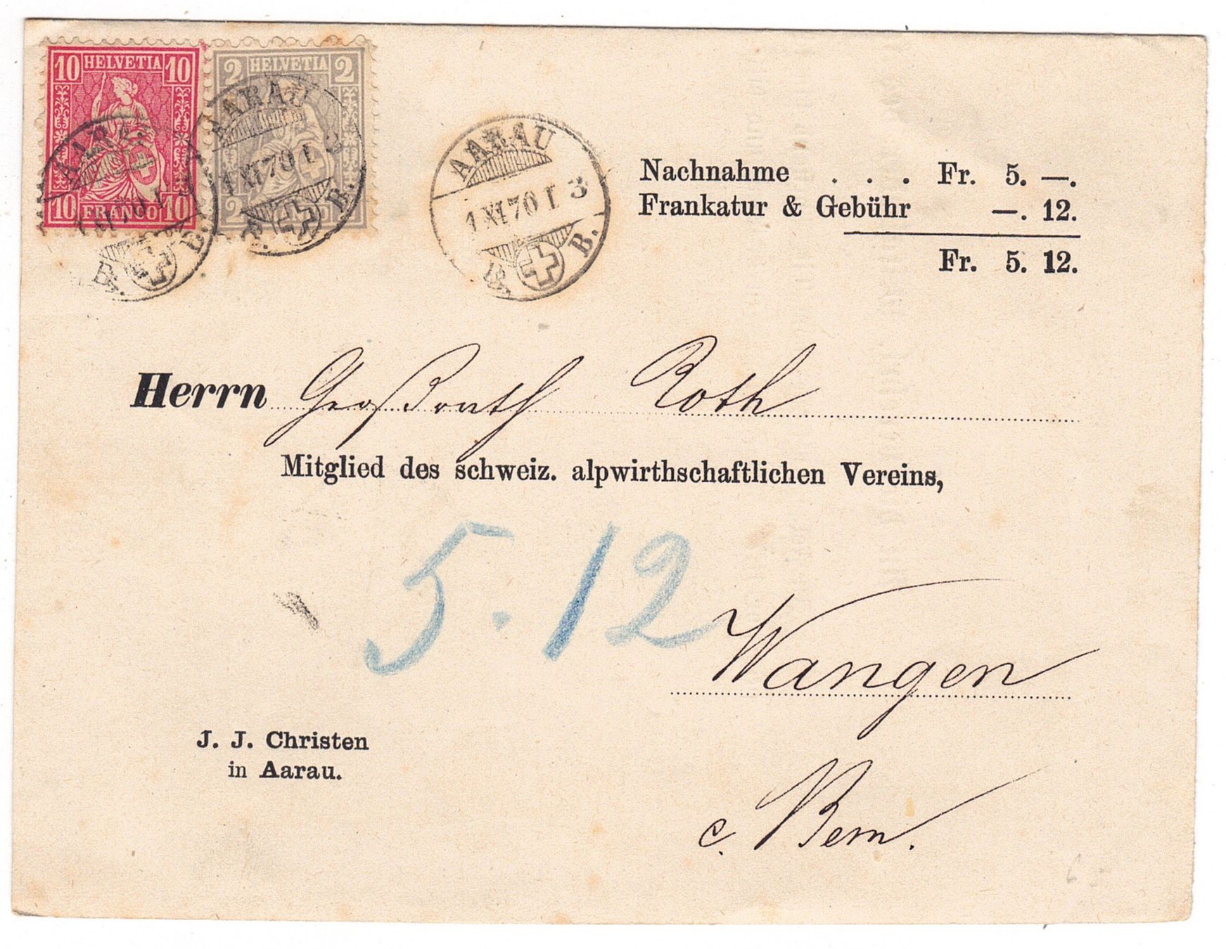 Tutti i francobolli: Document de Aarau pour Wangen le 1.XI.70 – Usato da La Tour-de-Peilz venduto da amjust