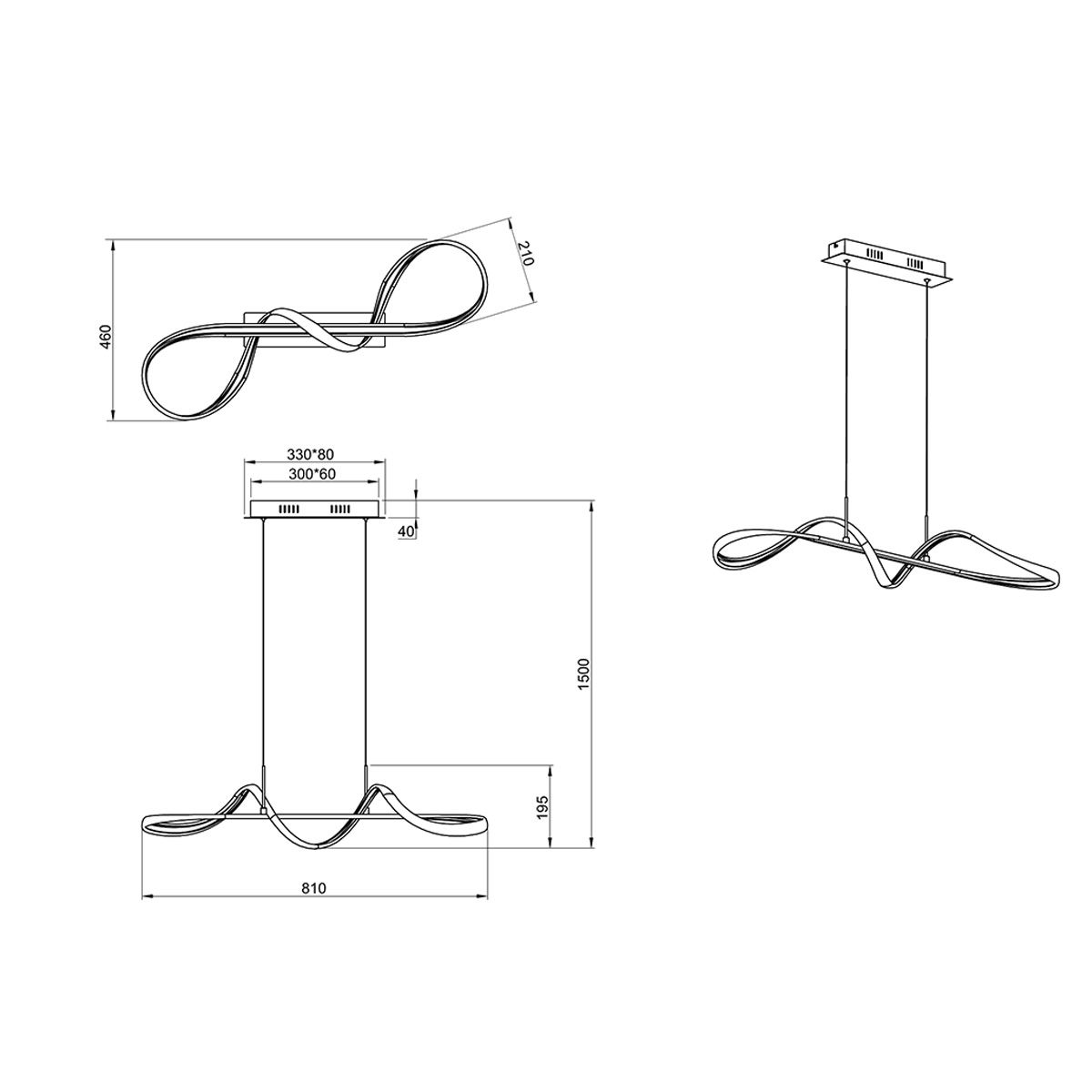 Lampadari & plafoniere: LED Pendelleuchte, Weiss, 81 cm x 46 cm – Nuovo (secondo la descrizione) da Kreuzlingen venduto da Smart-Light 3