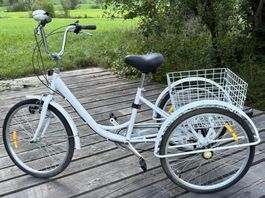 Dreirad für Erwachsene/Senioren Weiss (mit Gepäckkorb)