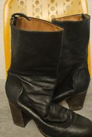 Damenstiefel schwarz Leder Blockabsatz Größe 40