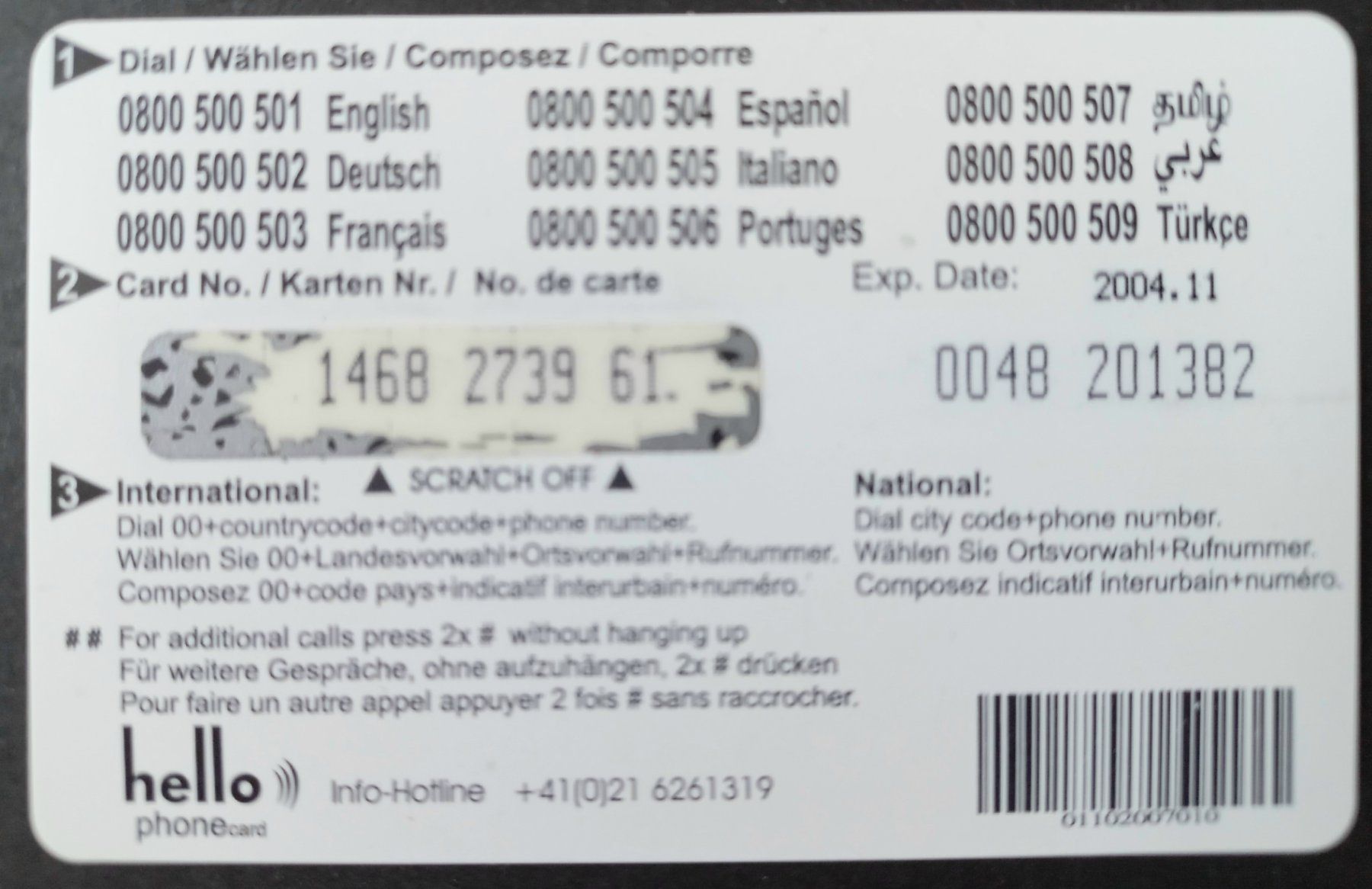 Schede telefoniche: Taxcard Phonecard - hello 10.-  - CH – Usato da Niederuzwil venduto da lubimaja 1