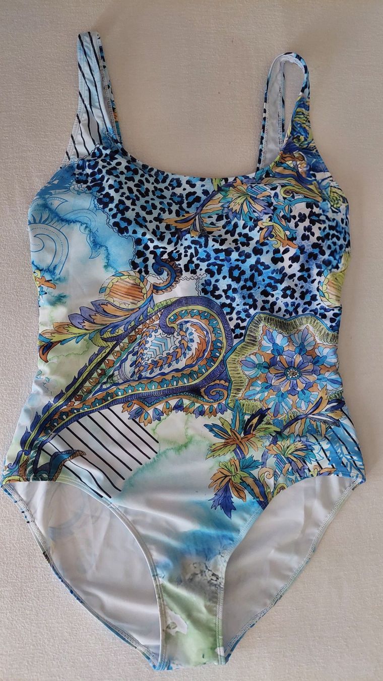 Costumi da bagno & Bikini: Neuer Badeanzug einteilig mit Blumen - Grösse XL / 44 – Nuovo (secondo la descrizione) da Oberwil BL venduto da Hunajakakku 4