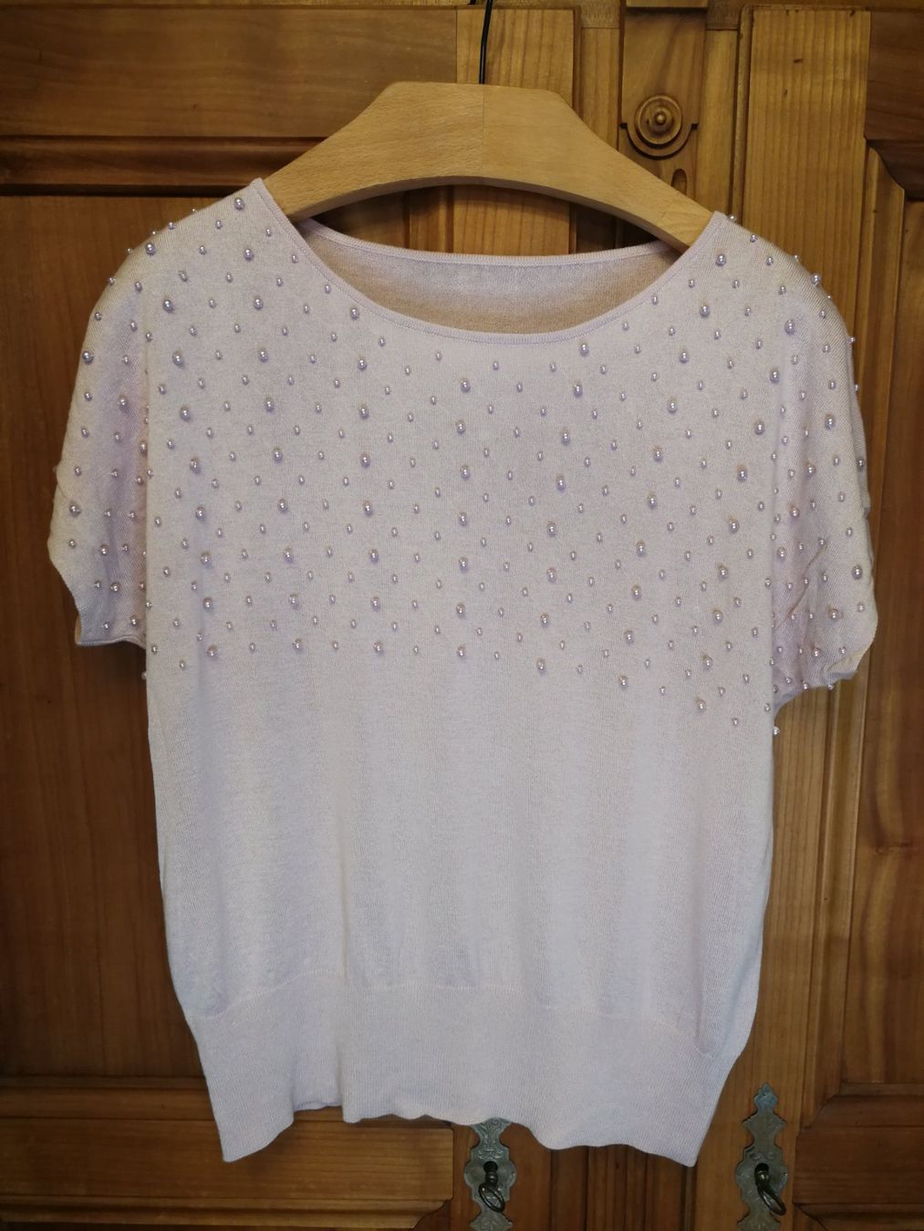 Pullover & Sweatshirts: Strickpullover in rose kurzarm mit Perlen Grösse L – Neu (gemäss Beschreibung) aus Wagenhausen von Simbad