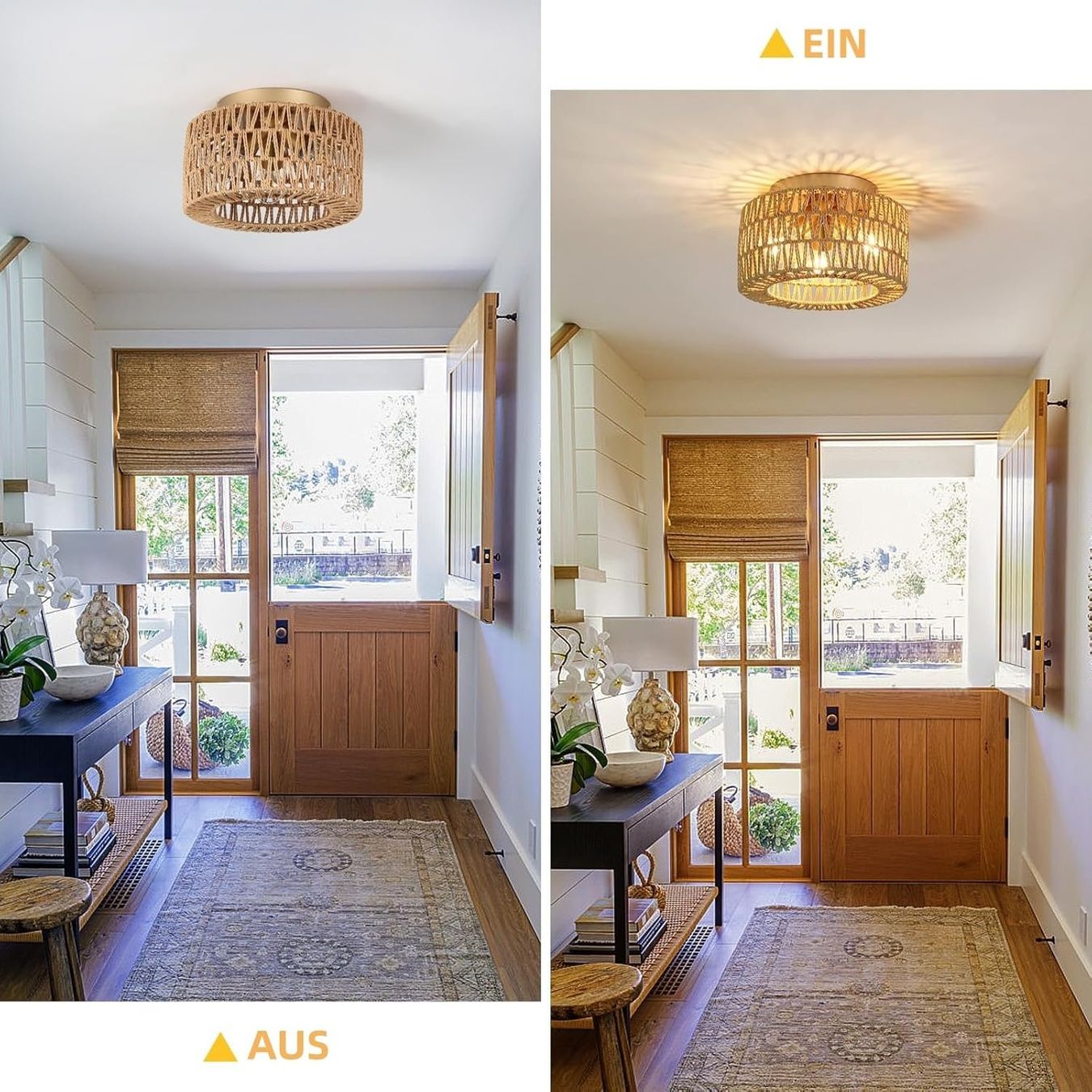 Lustres & lampes de plafonds: Deckenlampe Boho 3-flammig Rattan Vintage E27 Wohnzimmer – Neuf avec emballage d'origine à Hallau par Sale50OFF 2