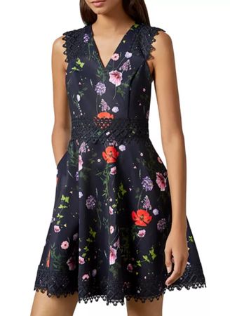 Ted Baker Mayo Hedgerow Kleid, Blumendruck Gr 4 /42 wie neu