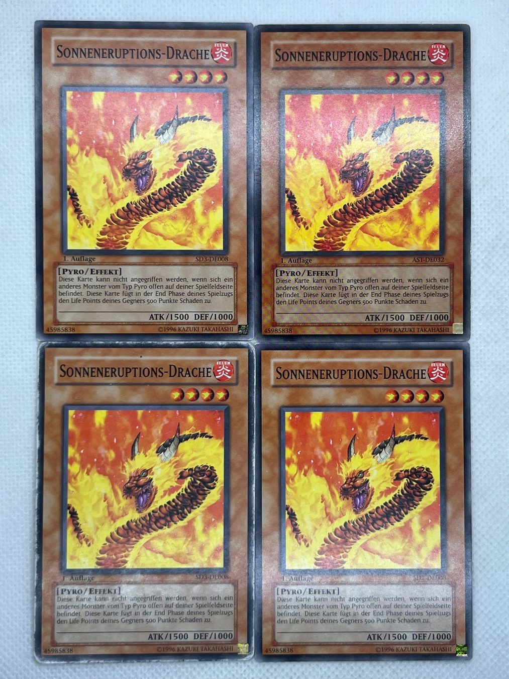 Yugioh Carte collezionabili: 4x Sonneneruptions-Drache Karten | Yu-Gi-Oh! | 1. Auflage – Usato da Hinterkappelen venduto da Kim1992