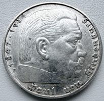 5 Reichsmark 1935 F – Paul von Hindenburg – Silber 900 