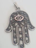 Silber Anhänger – Hand der Fatima / Hamsa mit Auge
