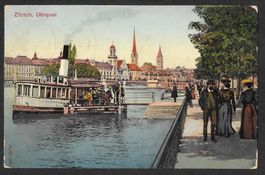 Zürich Utoquai mit Dampfschiff