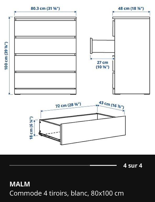 Cassettiere: Commode malm 4 tiroirs – Usato da Bussigny venduto da and3188 1
