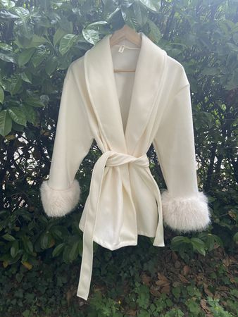 Veste printemps blanc cassé - T36/38 - Fusse fourrure-Neuf