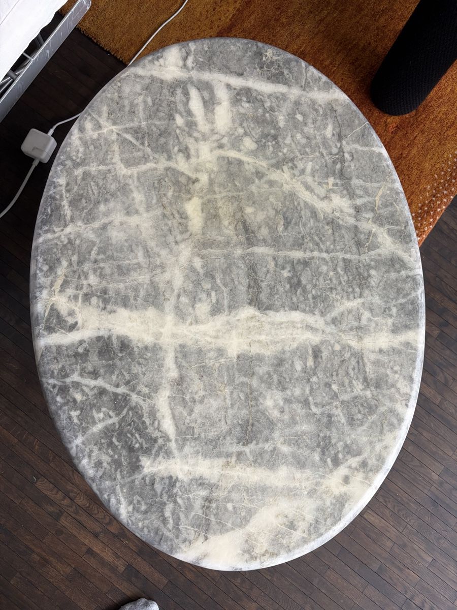 Tavoli: Marble Coffee Table Oval Grey White Marble Stone – Usato da Zürich venduto da wut_25df 3