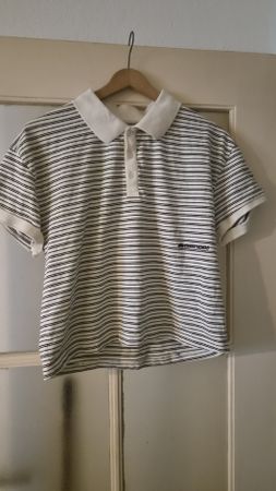 Polo Shirt Eytys gestreift weiss schwarz Grösse s