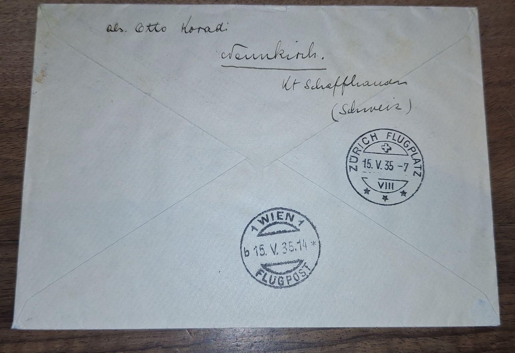 Tutti i francobolli: Flugpostbrief Zürich - Wien – Usato da Balgach venduto da SIMEON27 2