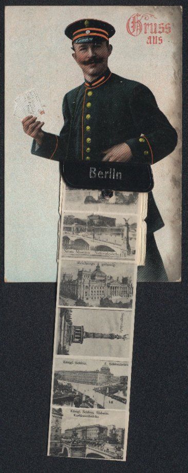 Cartoline postali: Leporello-AK Berlin, Briefträger mit An – Usato da Berlin venduto da bartko-reher