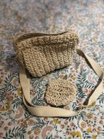 Strohtasche Beige mit Portemonnaie, gebraucht